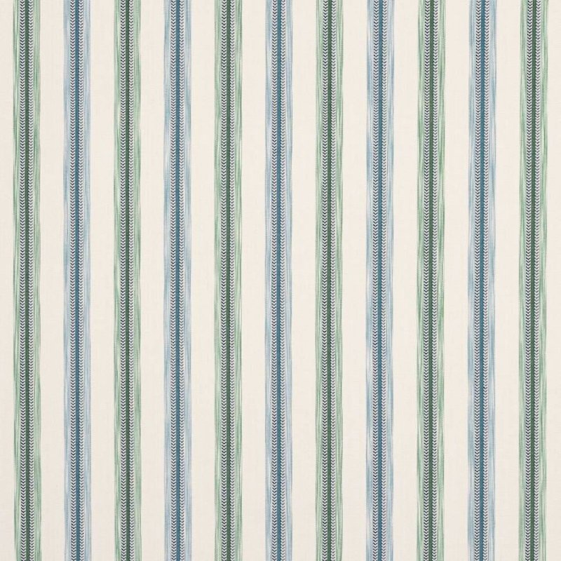 Preview: Camber Stripe Green/Blue – Stoff von Jane Churchill