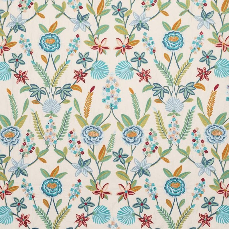 Preview: Camille Blue/Green – Stoff von Jane Churchill