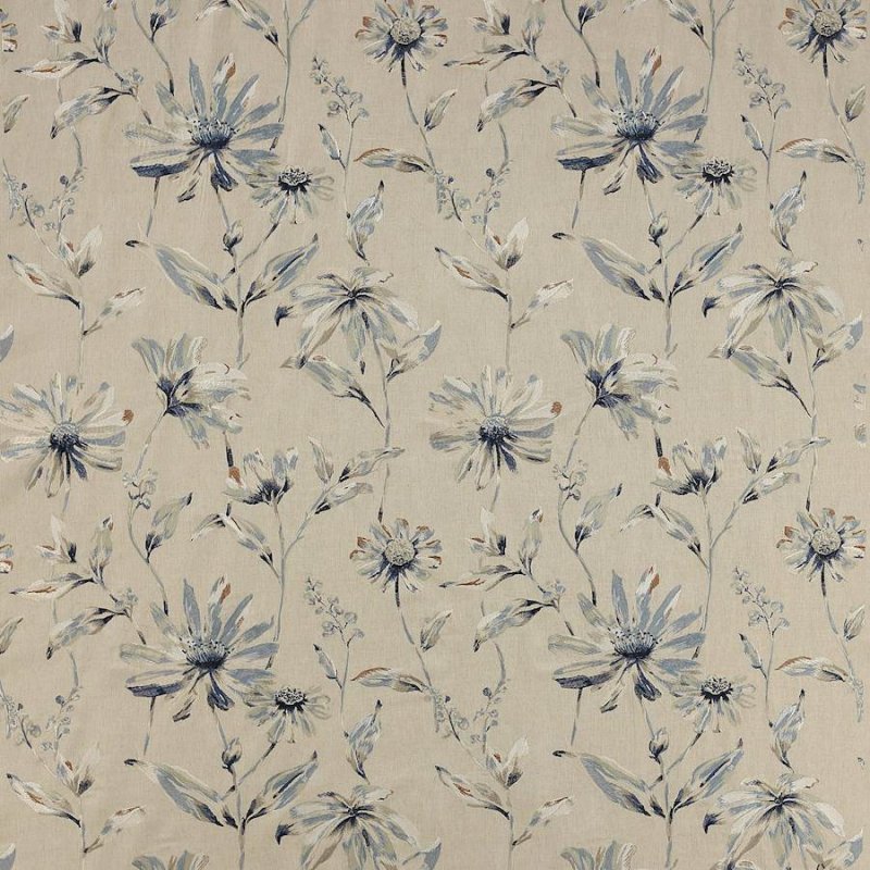 Preview: Jane Churchill Floris Stoff in Blue/Linen
