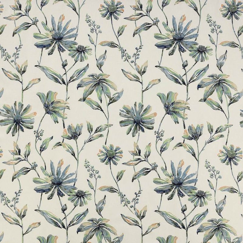 Jane Churchill Floris Stoff in Soft Blue