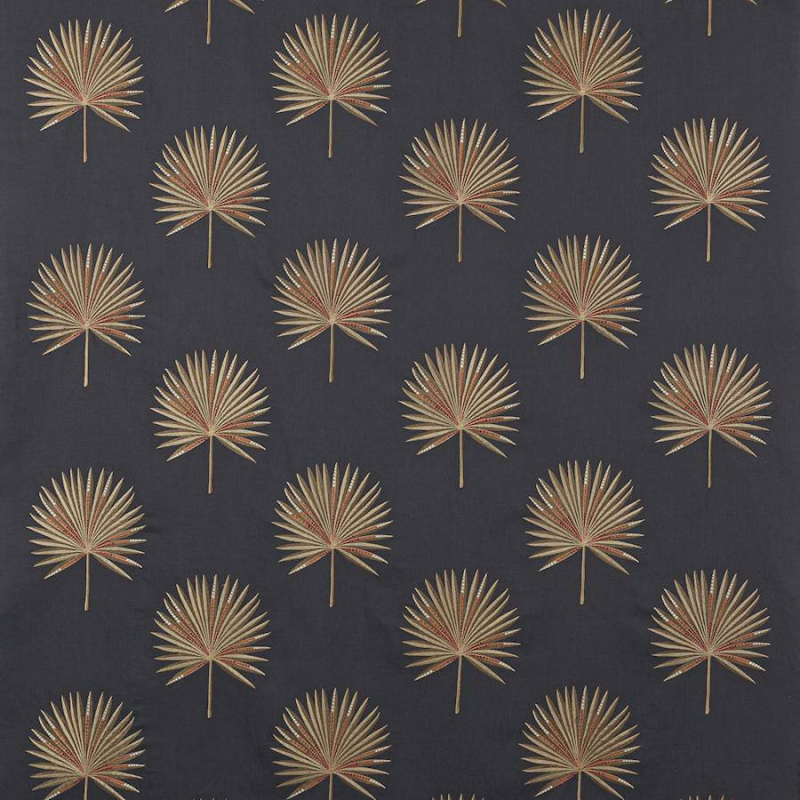 Preview: Jane Churchill Fortunei Stoff in Petrol/Gold