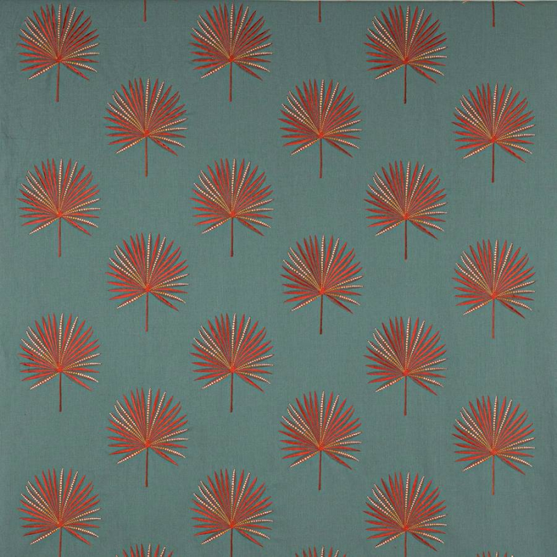 Jane Churchill Fortunei Stoff in Teal/Copper