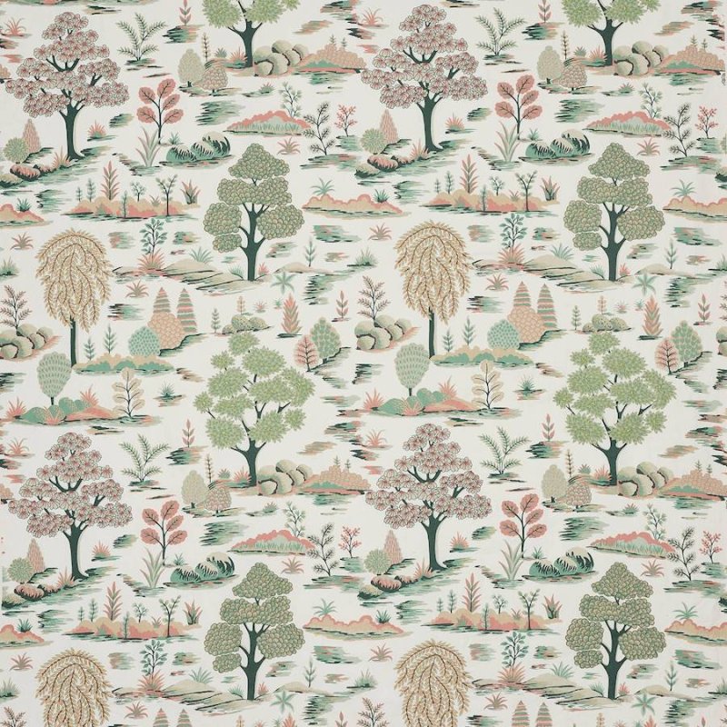 Jane Churchill Hestia Stoff in Aqua/Coral