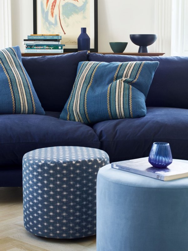 Hocker mit Bezug aus Jane Churchill Indus Stripe