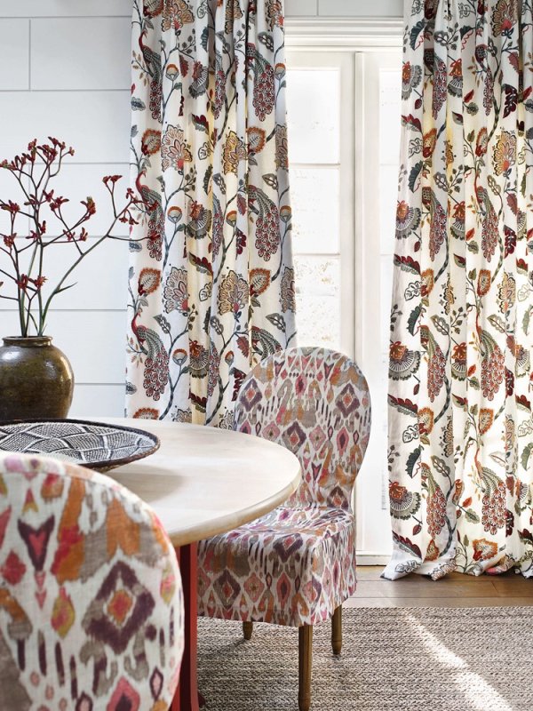 Vorhänge aus Jane Churchill Jaipur Peacock im Esszimmer