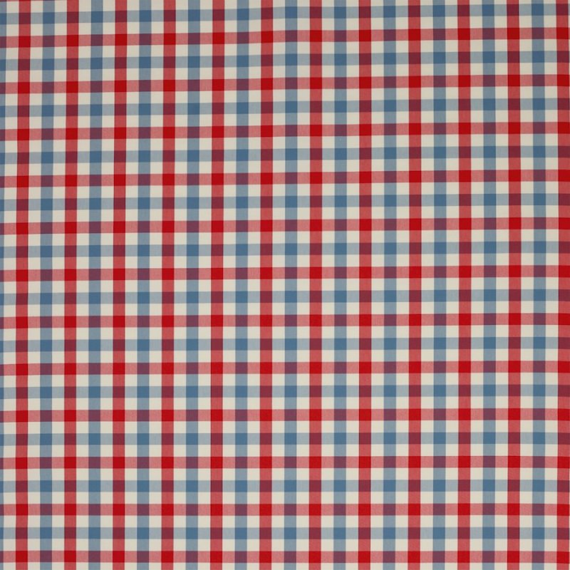 Jane Churchill Kali Check Karostoff in Red/Blue