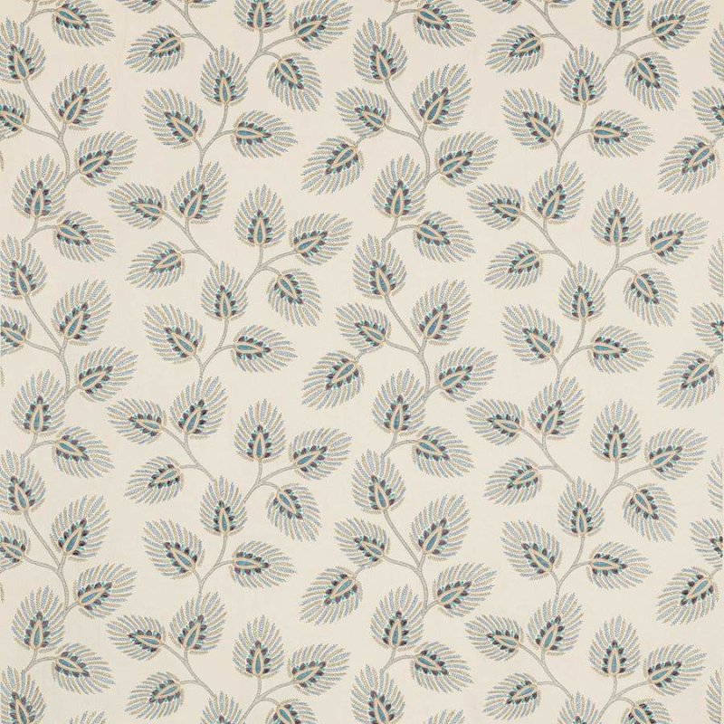 Preview: Jane Churchill Peacock Leaf Stoff in Blue