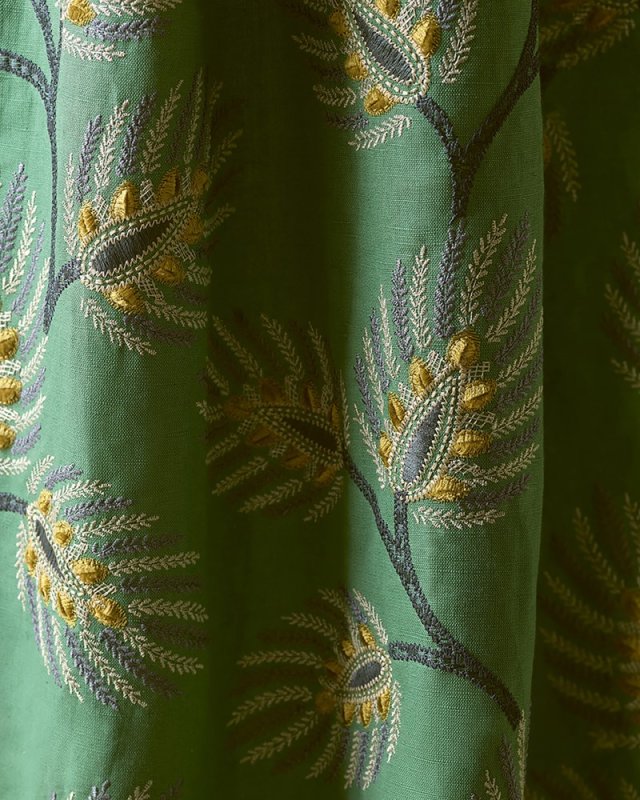 Detail von Jane Churchill Peacock Leaf in Green