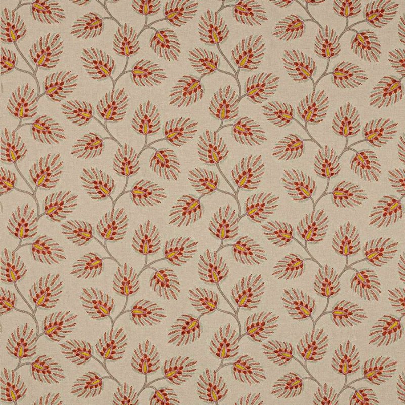 Preview: Jane Churchill Peacock Leaf Stoff in Terracotta
