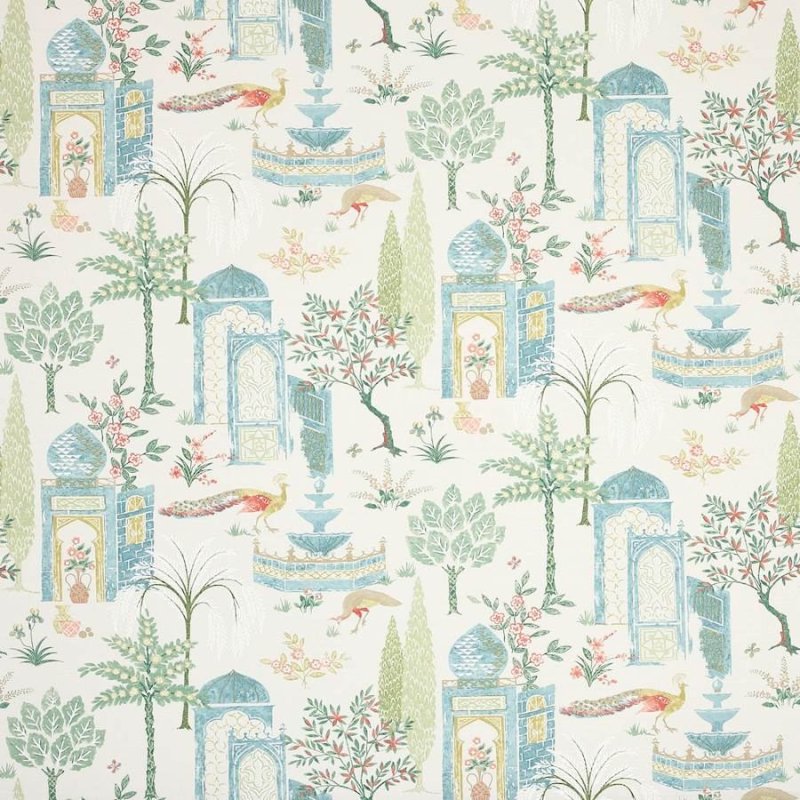 Preview: Persian Grove Teal/Aqua – Stoff von Jane Churchill