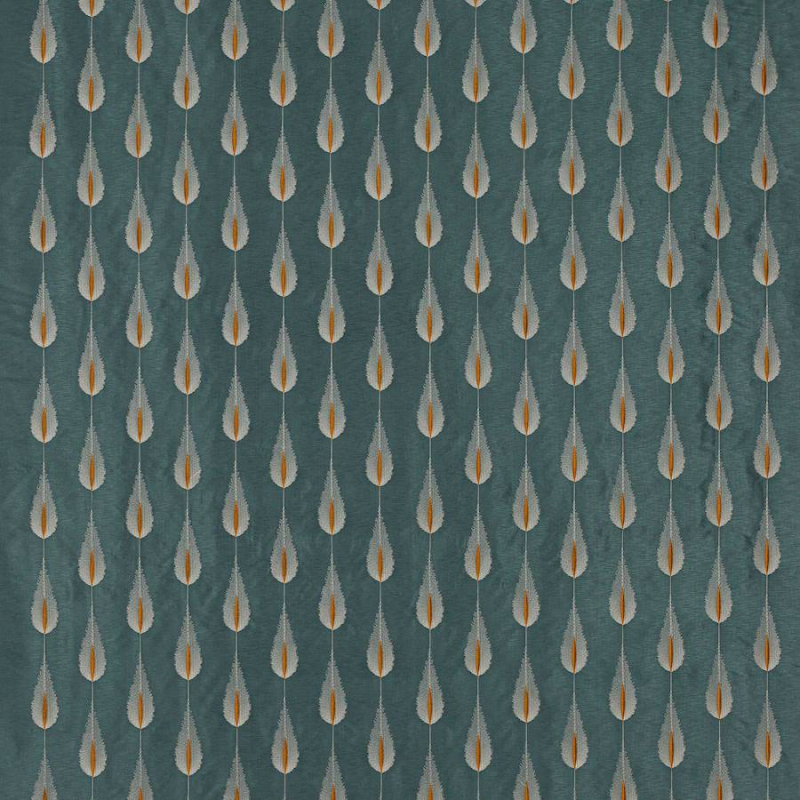 Jane Churchill Plato Stoff in Teal/Copper
