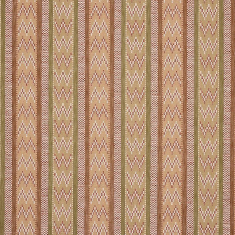 Preview: Jane Churchill Rivina Stripe Streifenstoff in Olive/Terracotta