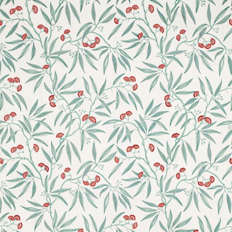 Jane Churchill Silverwood Stoff in Red/Green