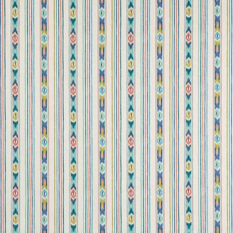 Preview: Sitari Stripe Teal/Coral – Stoff von Jane Churchill