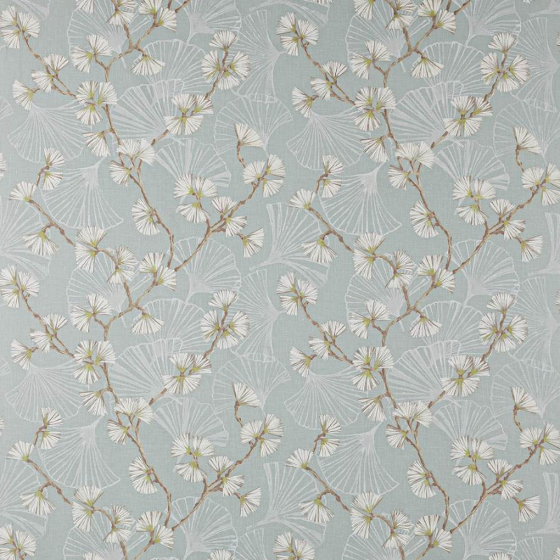Preview: Jane Churchill Snow Flower Leinenstoff in Aqua/Lime