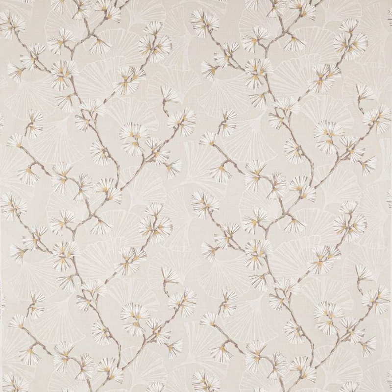 Jane Churchill Snow Flower Leinenstoff in Natural mit Alpenblüten
