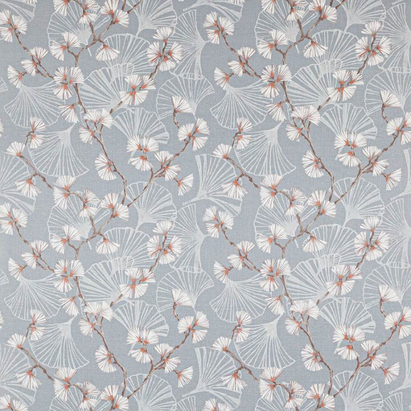 Preview: Jane Churchill Snow Flower Leinenstoff in Slate Blue