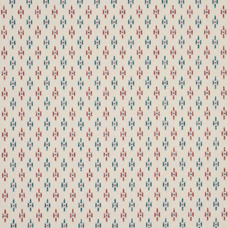 Jane Churchill Tia Stoff in Teal/Red