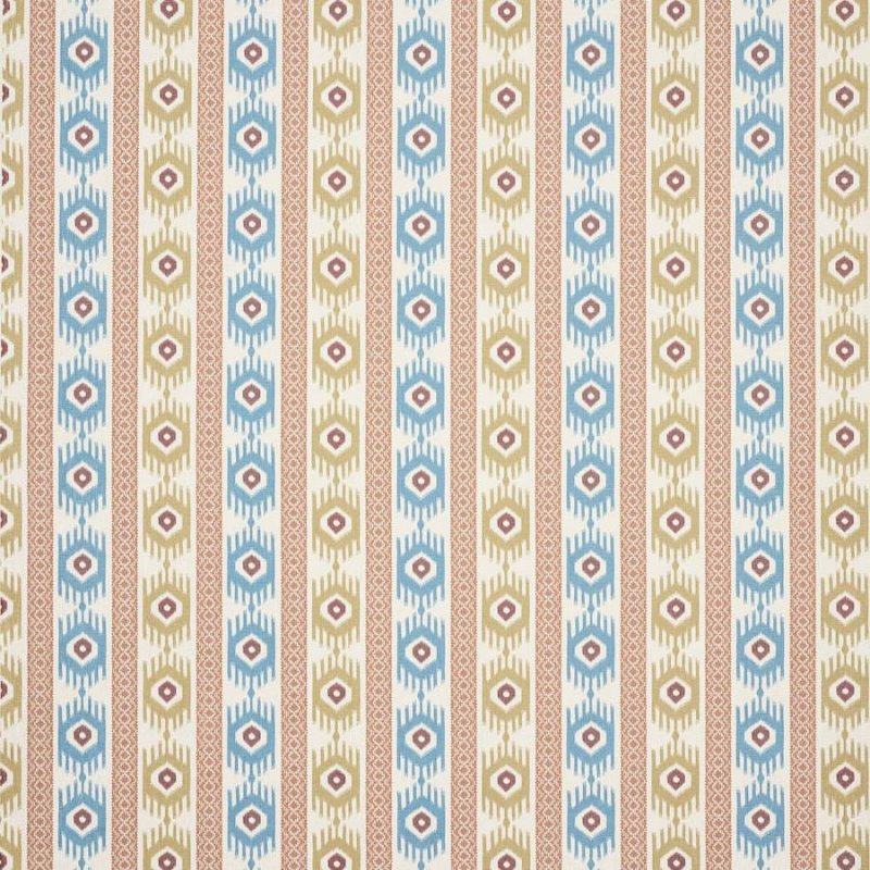 Preview: Jane Churchill Torrin Ikat-Stoff in Blue/Tomato