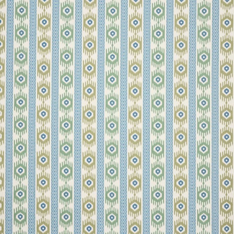 Jane Churchill Torrin Ikat-Stoff in Green/Blue