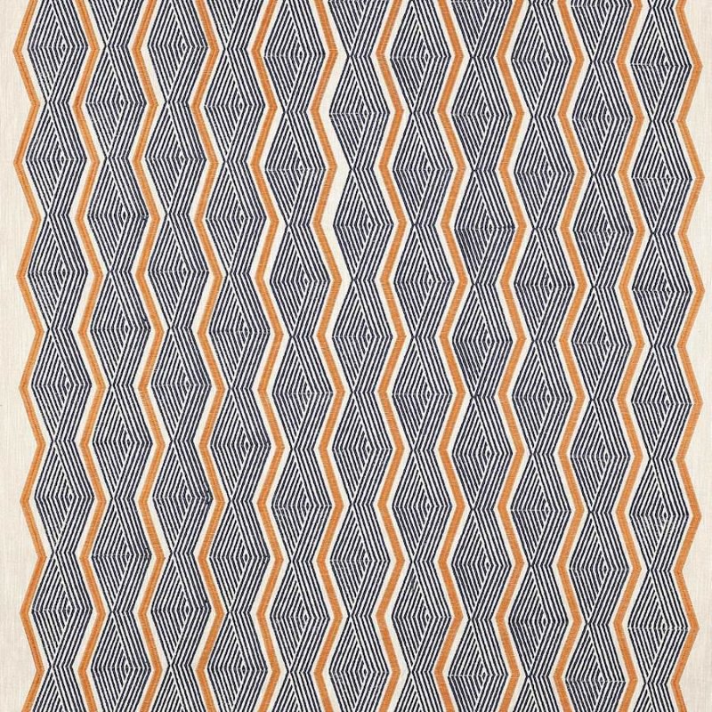 Preview: Zhiri Indigo/Orange – Stoff von Jane Churchill