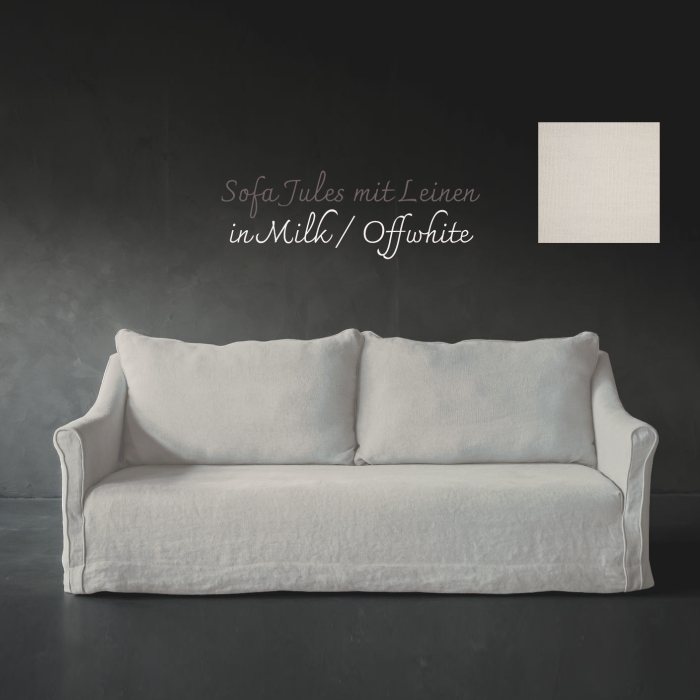 Preview: Sofa Jules mit Husse aus belgischem Leinen