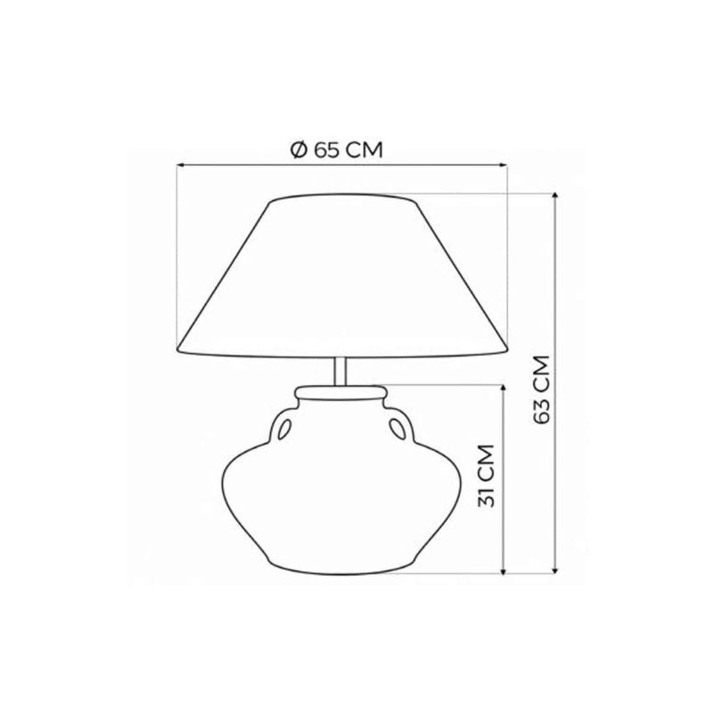 Preview: Maßzeichnung Keramikleuchte Connato, Höhe 63 cm, Schirm Ø 65 cm
