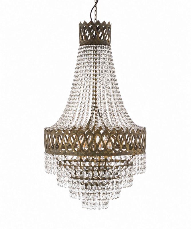 Kronleuchter Opera Grande – Metall & Glas, patiniert, H 115 cm
