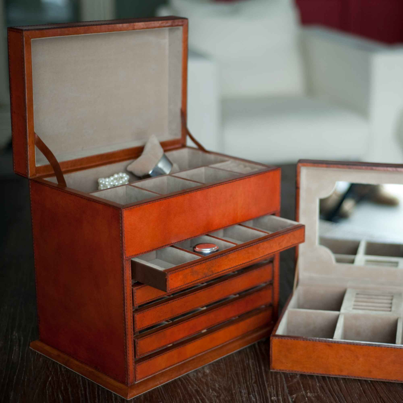 Manhattan kleine Schmuck-Box aus Büffelleder - Flamant
