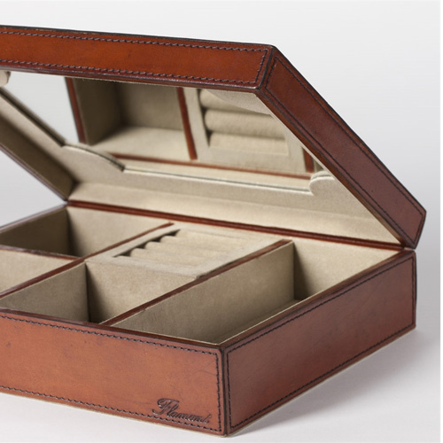 Manhattan Jewellery-Box aus echtem Leder und mit Samtauskleidung von Flamant