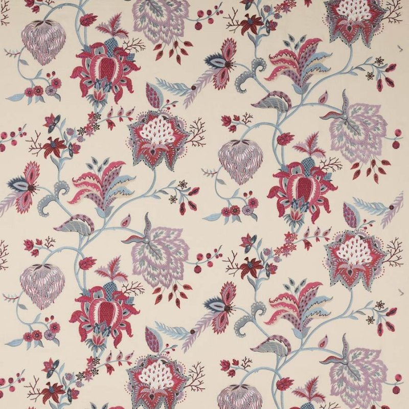 Preview: Manuel Canovas Beauregard Leinenstoff in Rouge/Nattier