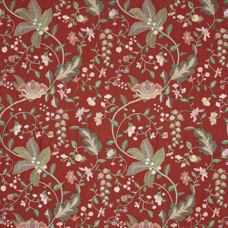 Preview: Manuel Canovas Jalore Leinenstoff in Rouge de Chine