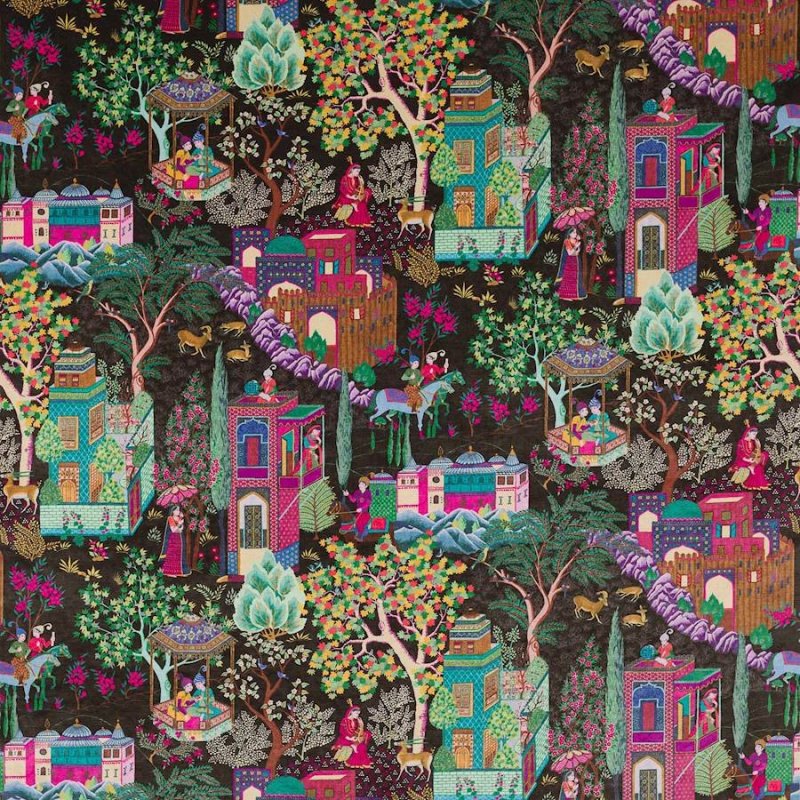 Manuel Canovas Leyla Velours Samtstoff in Brun