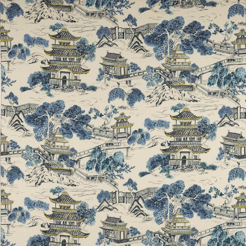 Preview: Manuel Canovas Mandarin Stoff in Bleu de Chine