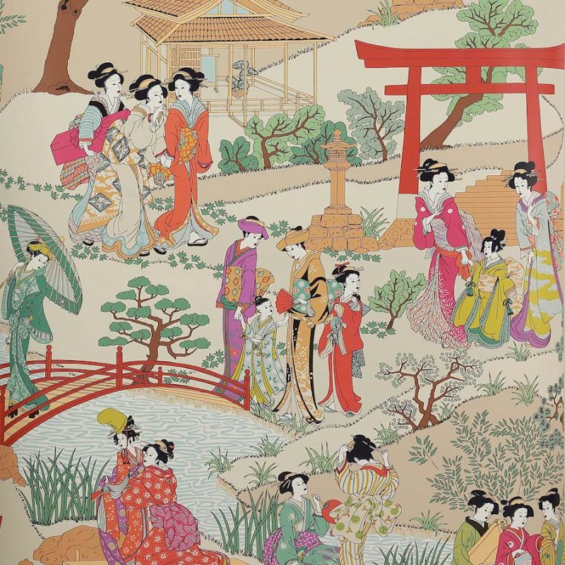 Preview: Geishas Tapete von Manuel Canovas in Fuchsia