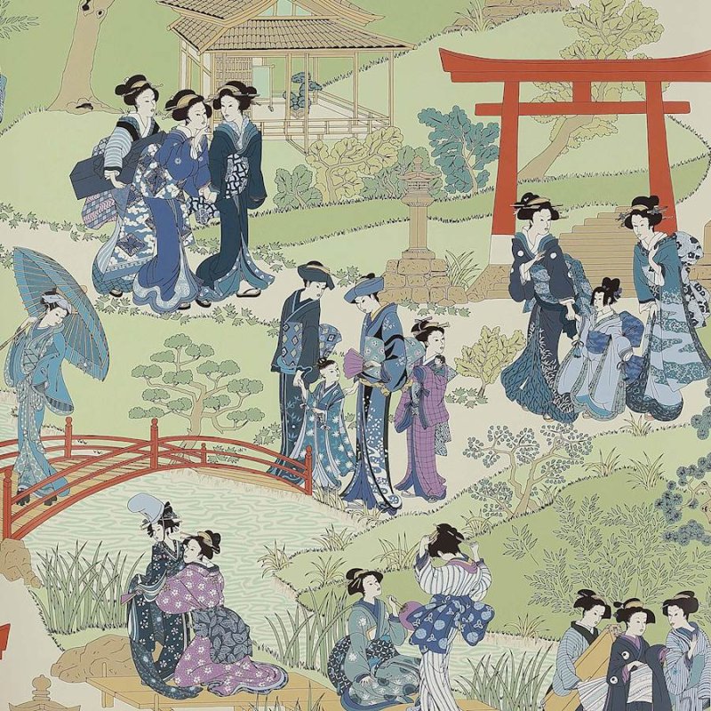 Geishas Tapete von Manuel Canovas in Indigo