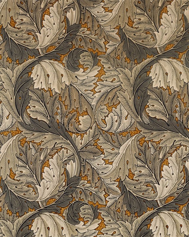 Preview: Acanthus Velvet Mustard/Grey – Stoff von Morris & Co.