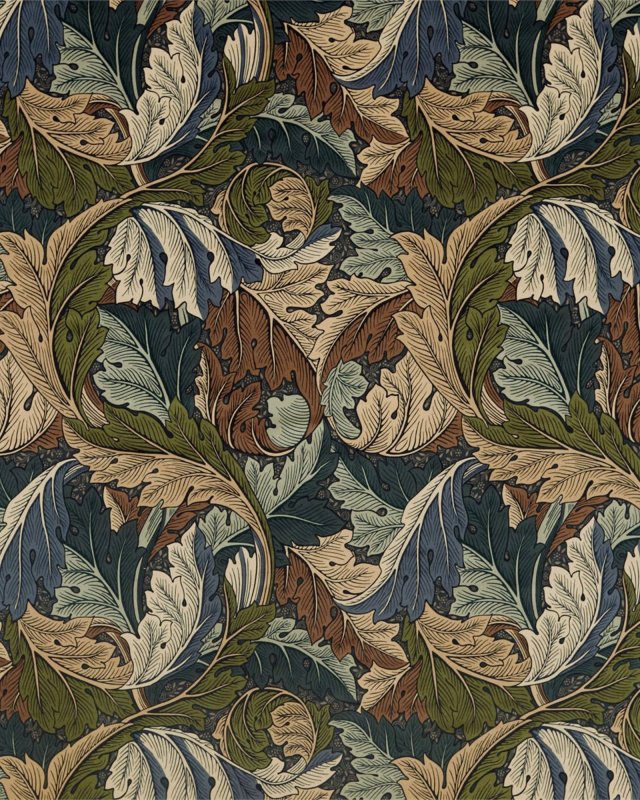 Acanthus Velvet Slate Blue/Thyme – Stoff von Morris & Co.