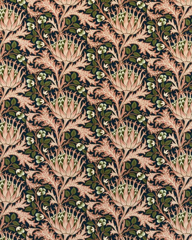 Preview: Artichoke Velvet Inky Fingers/Blush – Stoff von Morris & Co.