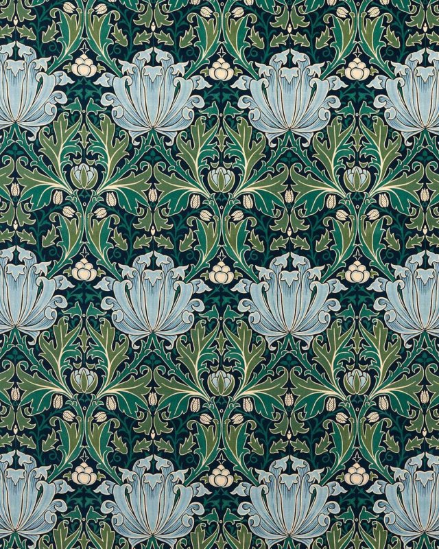 Helena Velvet Indigo/Boughs – Stoff von Morris & Co.