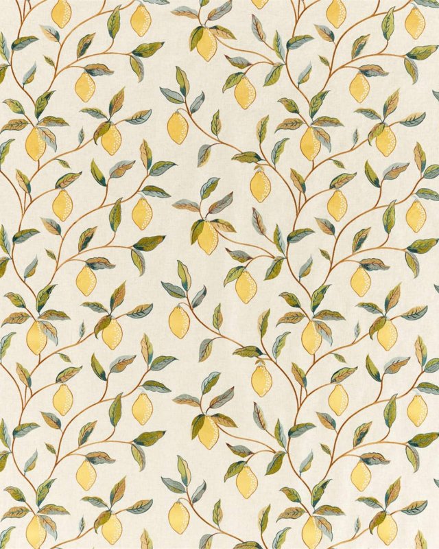Lemon Tree Embroidery Bayleaf/Lemon – Stoff von Morris & Co.