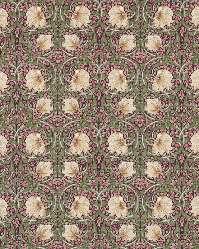 Pimpernel Aubergine/Olive – Stoff von Morris & Co.