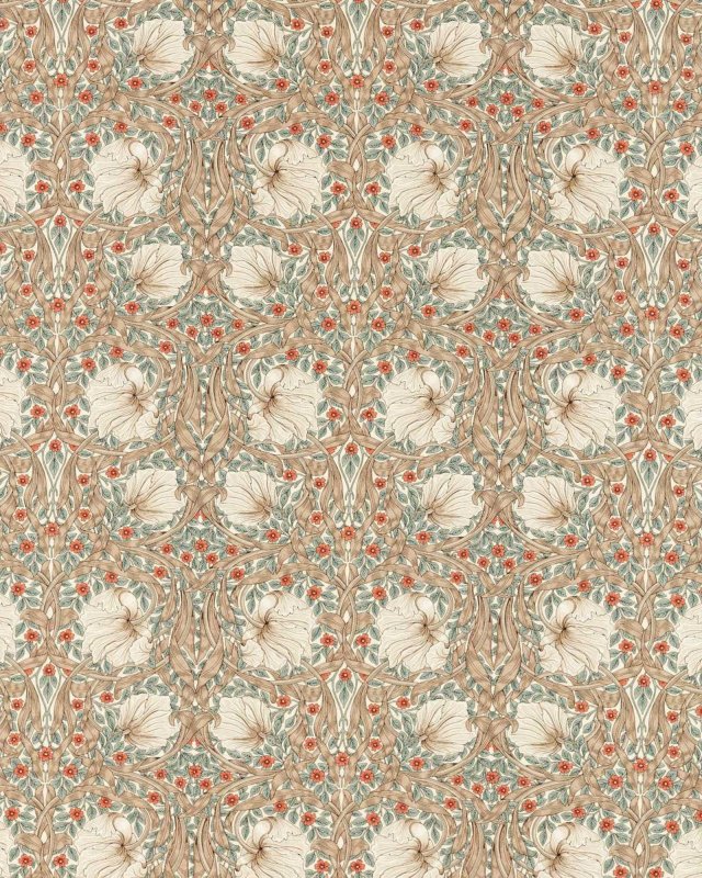 Preview: Pimpernel Linen/Coral – Stoff von Morris & Co.