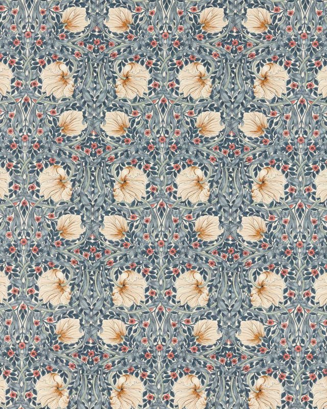 Preview: Pimpernel Woad/Coral – Stoff von Morris & Co.