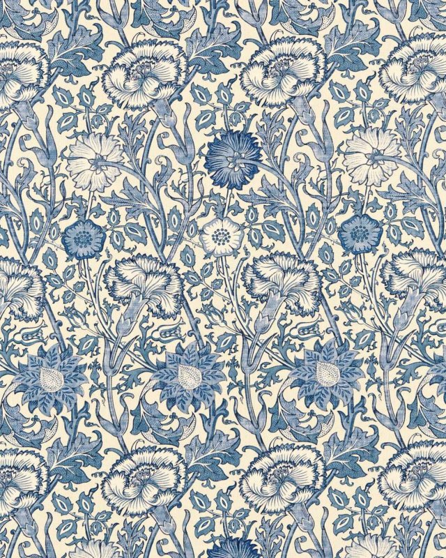 Pink & Rose Vellum/Indigo – Stoff von Morris & Co.