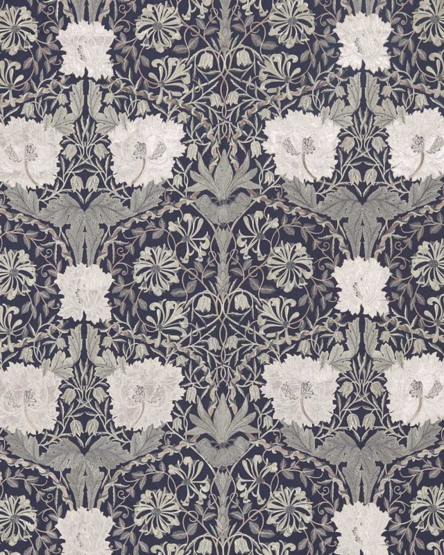 Preview: Pure Honeysuckle & Tulip Embroidery Inky Purple – Stoff von Morris & Co.