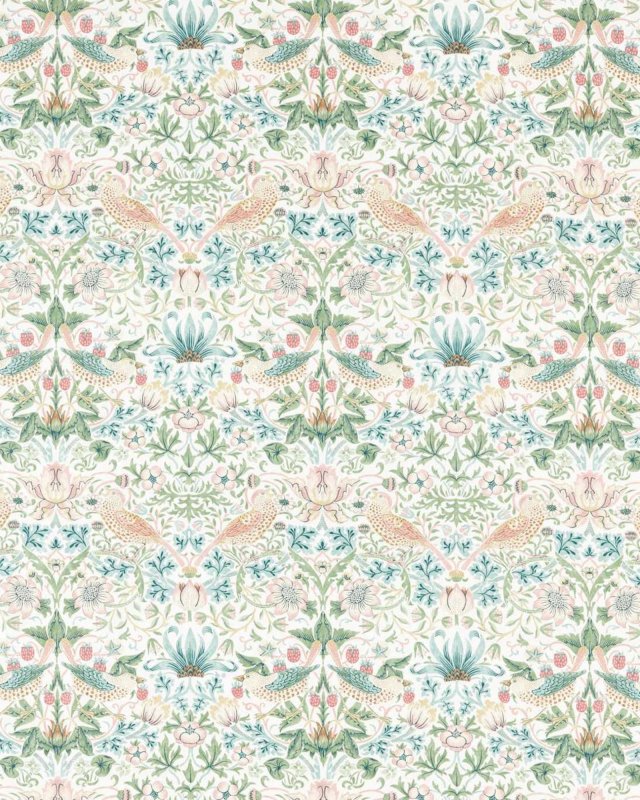 Simply Strawberry Thief Cochineal/Willow – Stoff von Morris & Co.