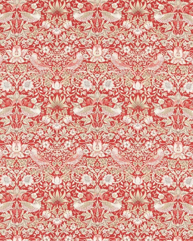 Preview: Simply Strawberry Thief Indian Red – Stoff von Morris & Co.