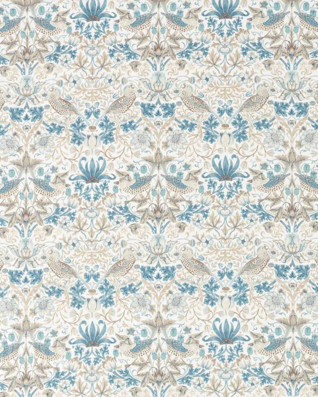 Preview: Simply Strawberry Thief Slate/Vellum – Stoff von Morris & Co.