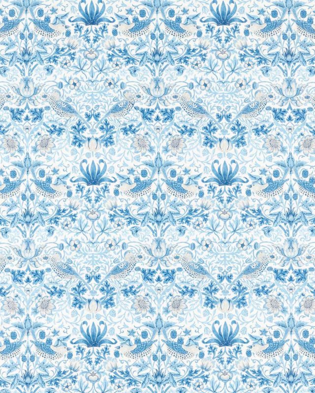 Preview: Simply Strawberry Thief Woad – Stoff von Morris & Co.